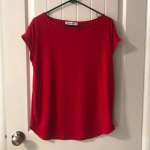 Red short sleeve blouse loose fit